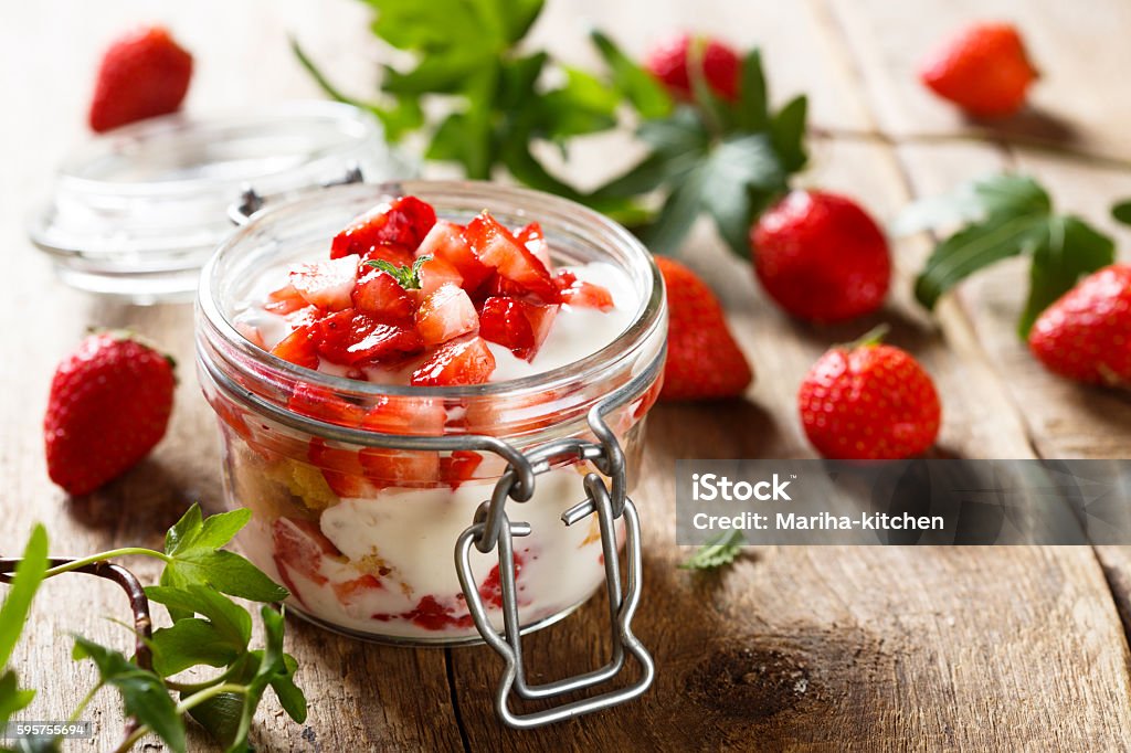 Strawberry dessert Strawberry dessert with fresh berries Strawberry Stock Photo