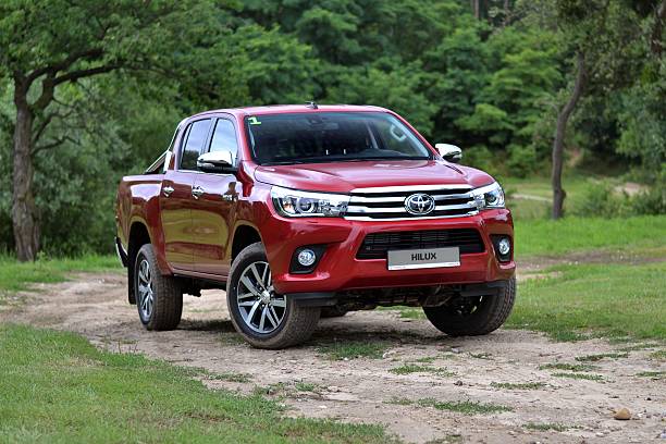Poznan, Poland - July 7th, 2016: Presentation of a new Toyota Hilux on the press launch. The Hilux is one of the most popular pick-up vehicles in the world.