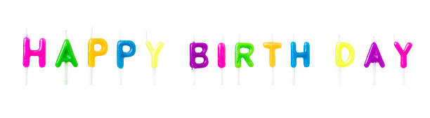istock Colorful happy birth day candles on white background 595756456