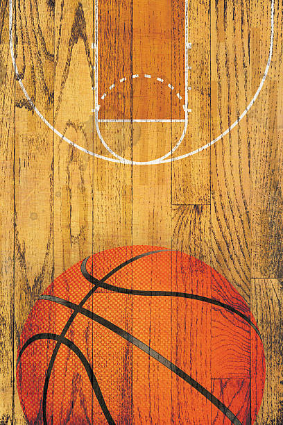 Vintage Basketball Hardwood Floor Background stock photo