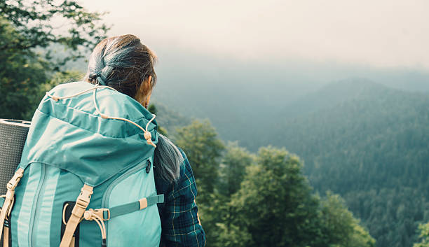 istock Traveler woman with backpack 595760312