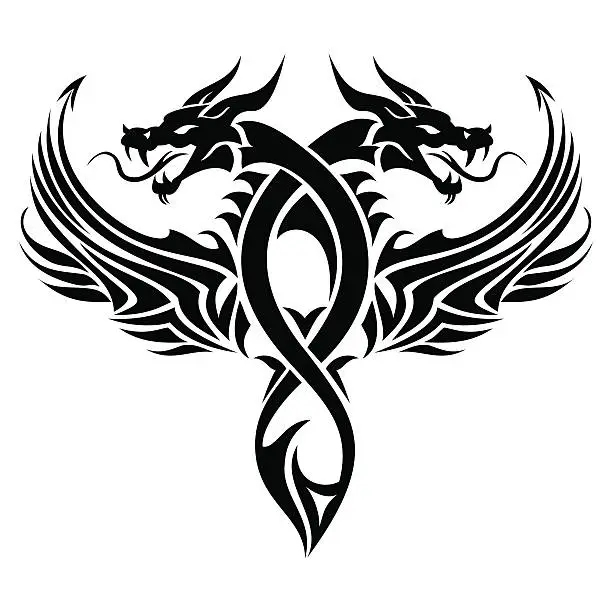 Vector illustration of Tribal dragon tattoo