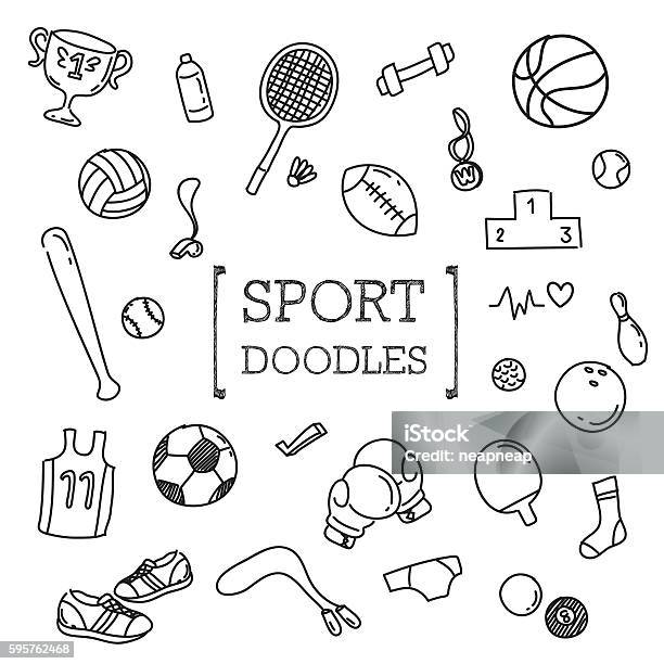 Sport Doodles Set Stock Illustration - Download Image Now - Sport, Doodle, Drawing - Activity