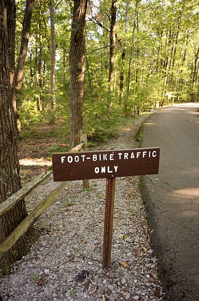 istock Foot bike traffic only 595768634