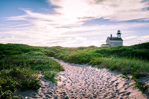 North Lighthouse on Block Island. Rhode Island, USA