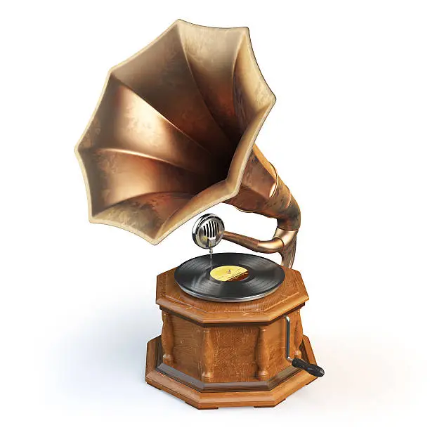 Vintage gramophone isolated on white. 3d illustration