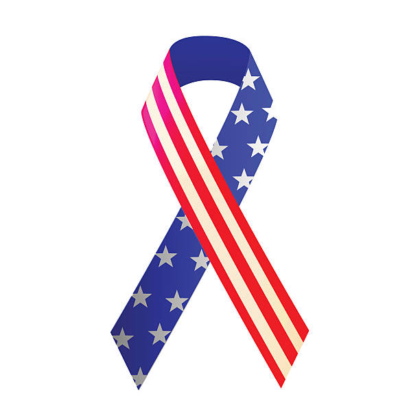 illustrazioni stock, clip art, cartoni animati e icone di tendenza di nastro per il 4 luglio o memorial day  - fourth of july honor freedom square