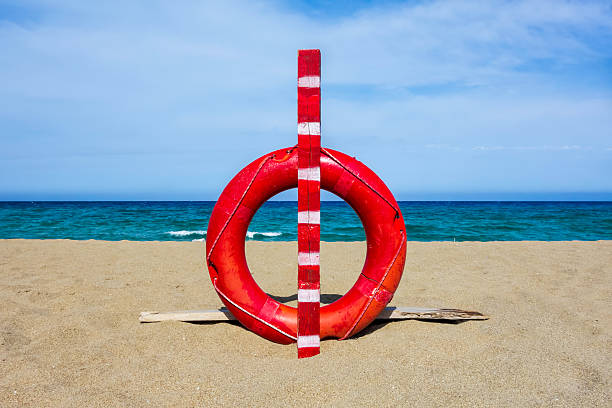 istock Lifebuoy on the beach 596042152