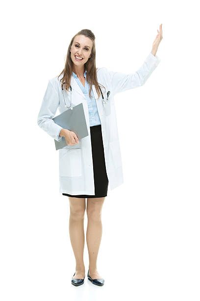 istock Smiling female doctor presenting 596042164
