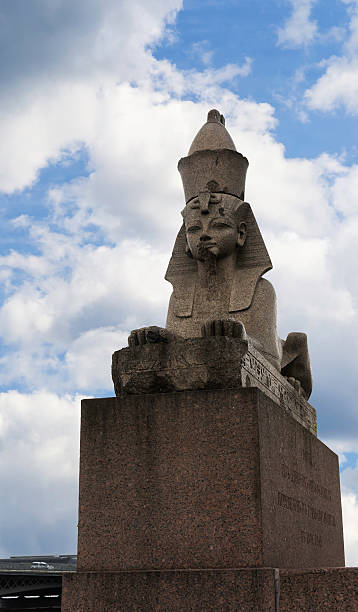 istock Authentic antique Egyptian sphynx on quay of the Neva river 596042168