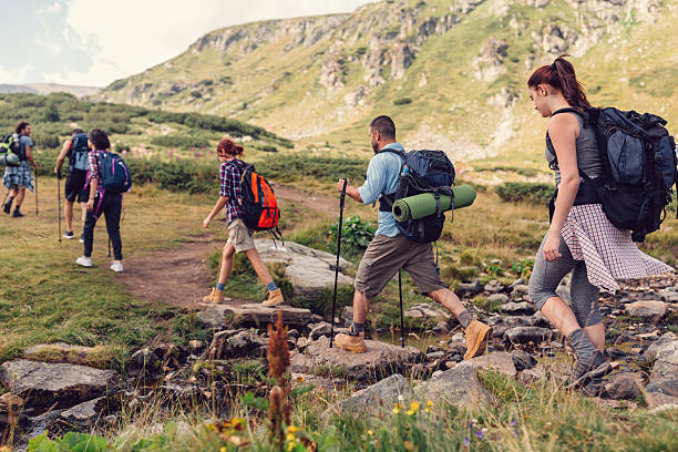 istock Nordic walking with friends 596043808