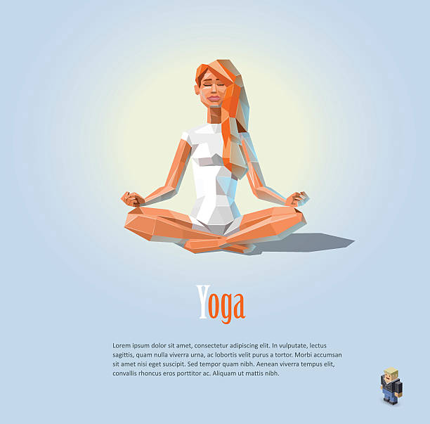 istock Vector polygonal illustration girl meditating, yoga asana 596044788