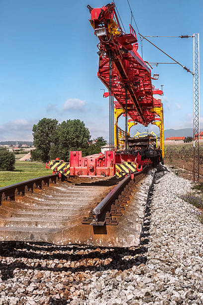 istock Reconstruction of the railway line 596045306