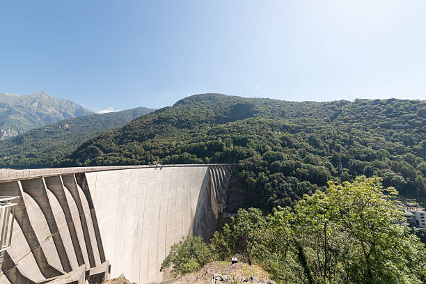Verzasca, Switzerland - June 2021: Highest Bungee jumping of Europe. Verzasca dam on Vogorno lake of Switzerland. Bungee jumping location and set of James Bond movies in Ticino.