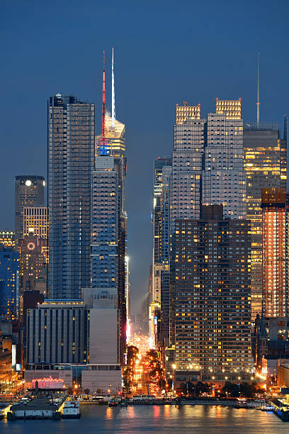 istock Manhattan midtown skyline at night 596049692