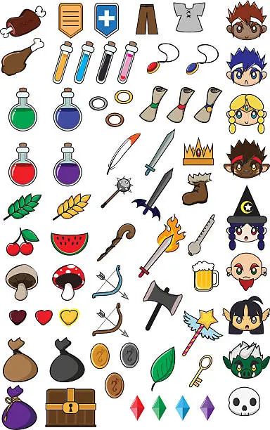 Vector illustration of Role-playing game Items