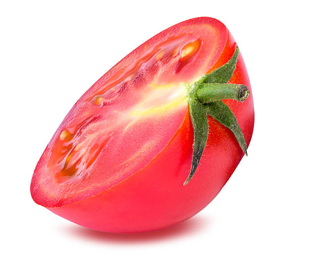 istock Tomato slice isolated on white , isolated 596052234