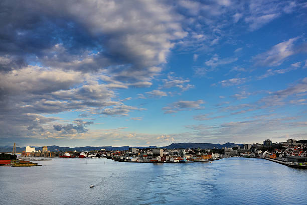 Panoramic view of the cloudscape over Stavenger, Norway at the edge of the North Sea.