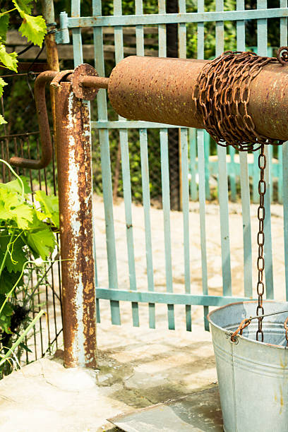 istock Well water and a bucket on a chain 596052622