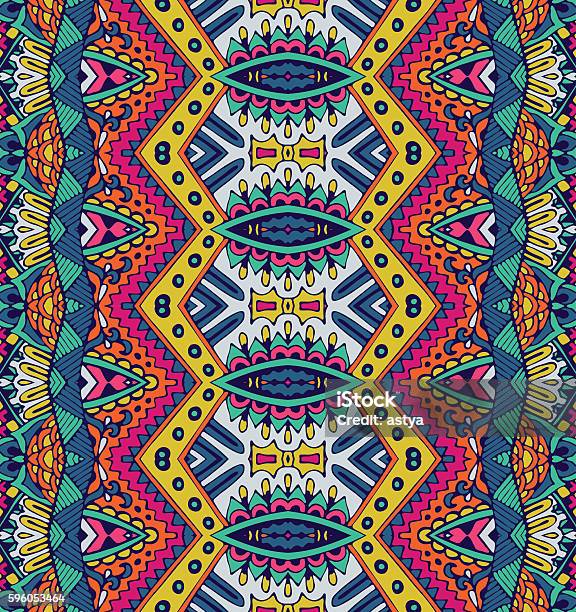 Ethnic Tribal Ornamental Pattern Colorful Stock Illustration - Download Image Now - Abstract, Arts Culture and Entertainment, Backgrounds