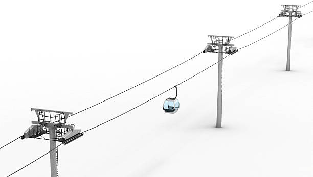 роувей и лифт изолированы на белом фоне. - ski lift overhead cable car gondola mountain стоковые фото и изображения