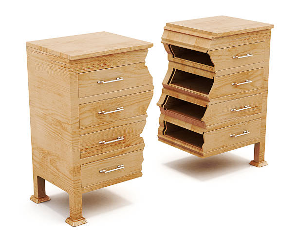 istock Wood chest is broken into pieces isolated on white 596053688