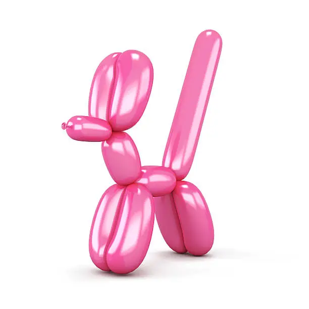 Photo of Pink balloon dog isolated on white background. 3d rendering