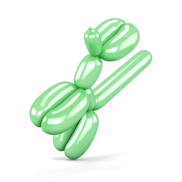 chien ballon vert isolé sur fond blanc.  image de rendu 3d - balloon twisted shape animal photos et images de collection