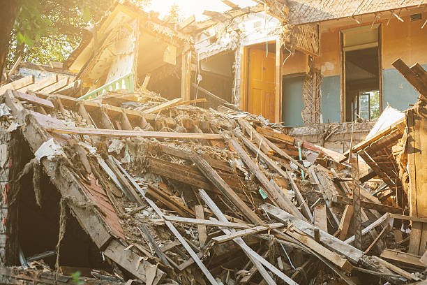 istock Destroyed by the earthquake building. 596054198
