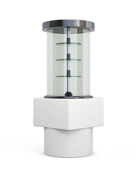 istock Glassed showcase stand with shelves isolated 596054508