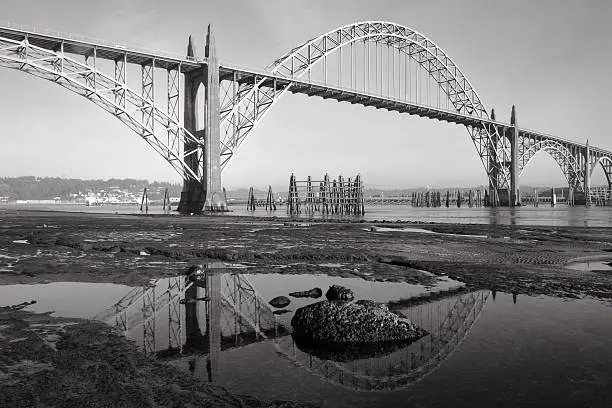 Photo of Bridge over bay and reflection