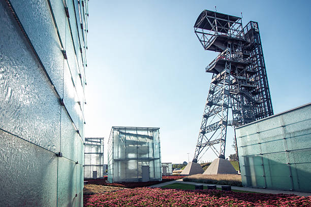 Silesian Museum Katowice, Poland - August 25, 2016: The modern buildings of Silesian Museum accompanied by a shaft of the former coal mine "Katowice", now adapted as an observation tower. katowice stock pictures, royalty-free photos & images