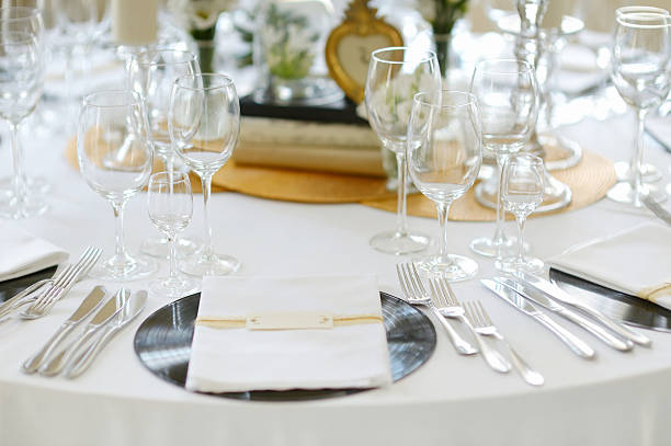 istock Table set for an event party or wedding reception 596057566