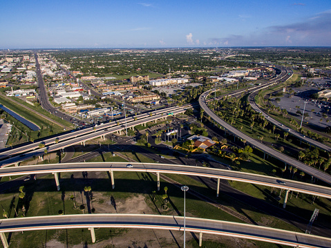 A birds eye view of the expressway in Harlingen, Tx that takes you to Corpus Christi, Tx or Brownsville, Tx.  