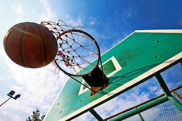 istock Basketball thrown in the hoop, scoring in game 596065964