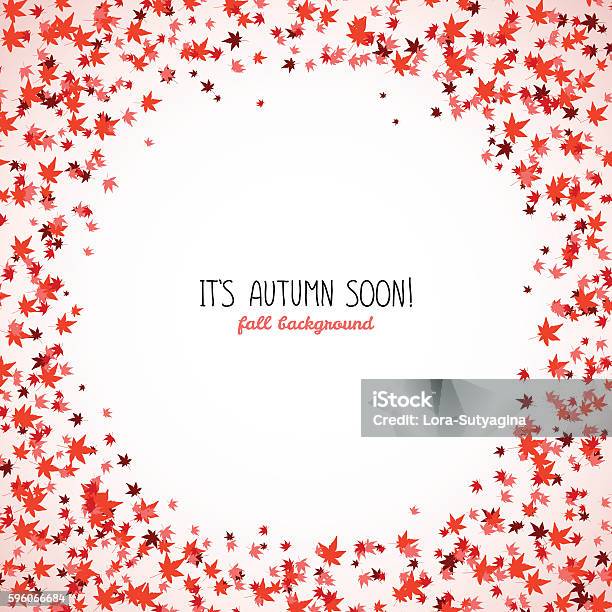 Round Frame Made From Red Maple Leaves Copy Space Stock Illustration - Download Image Now - Autumn, Banner - Sign, Bookmark