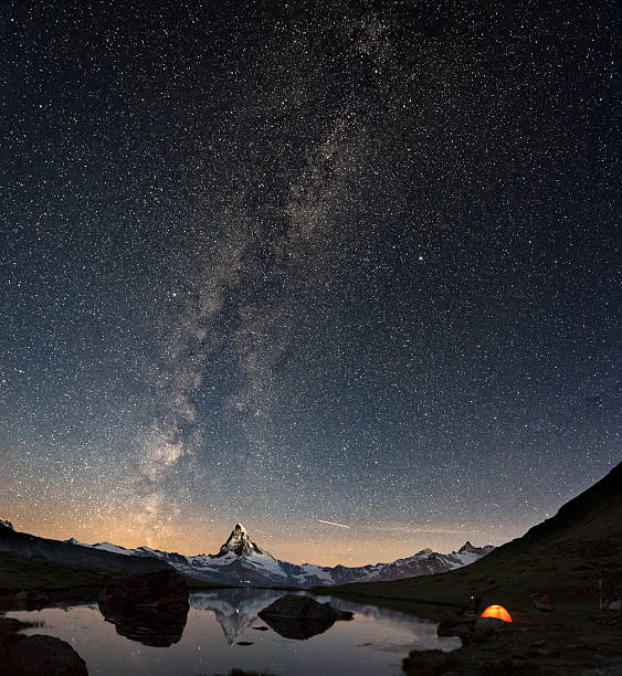 Loneley Tent under Milky Way at Matterhorn