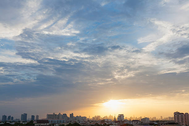 istock Aerial view of dramatic sunset. 596069576