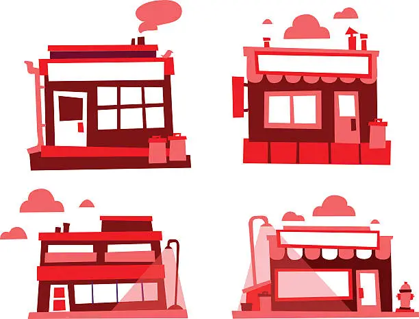 Vector illustration of Set of small buildings