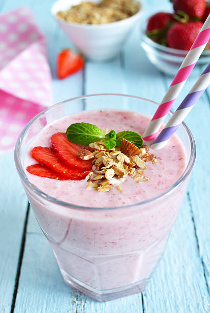 istock berry smoothies for breakfast with strawberries, oatmeal 596069912