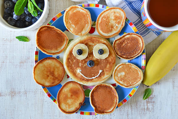 istock Sun for breakfast of pancakes with bananas and blueberries 596070686