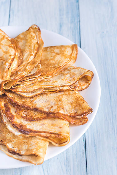 istock Pile of crepes on the plate 596071092