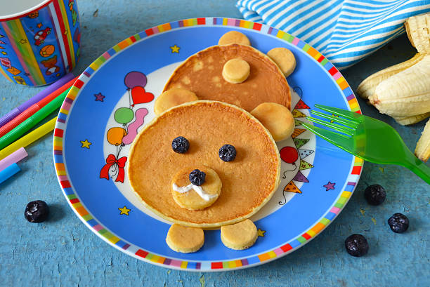 istock Bear from pancakes for breakfast to children 596071170