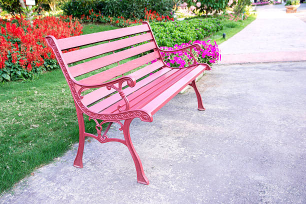 istock Colorful bench in the park 596071516