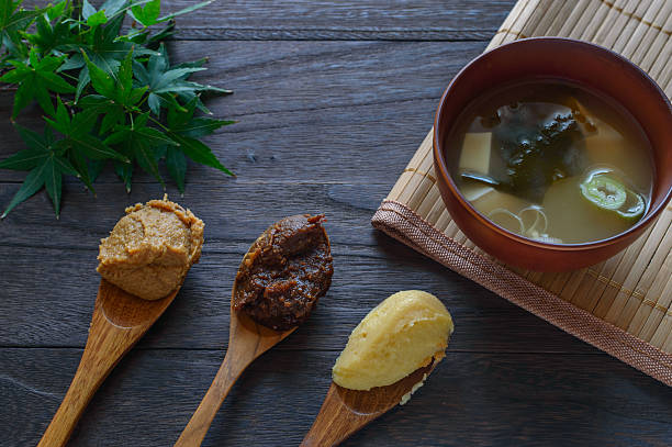 miso miso is a traditional Japanese seasoning produced by fermenting soybeans with salt and the fungus Aspergillus oryzae, known in Japanese as koji, and sometimes rice, barley, or other ingredients miso sauce stock pictures, royalty-free photos & images
