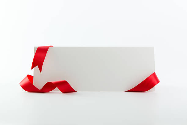 istock Blank card with red ribbon 596072294