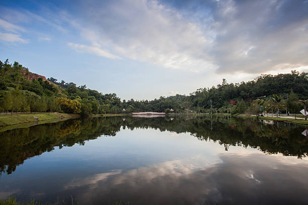 istock Reflection of Swamp in front of mine museum 596074208