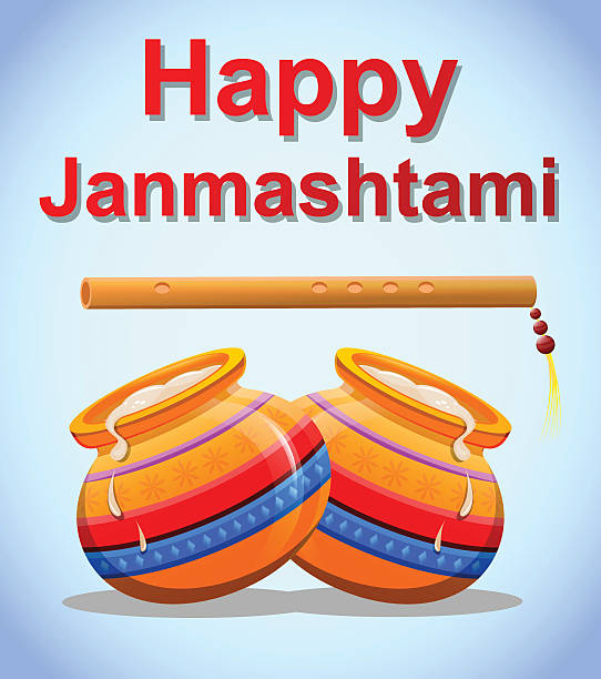 Happy Krishna Janmashtami. Greeting post card. Happy Krishna Janmashtami. Greeting post card. Easy to edit vector illustration Krishna Janmashtami  stock illustrations