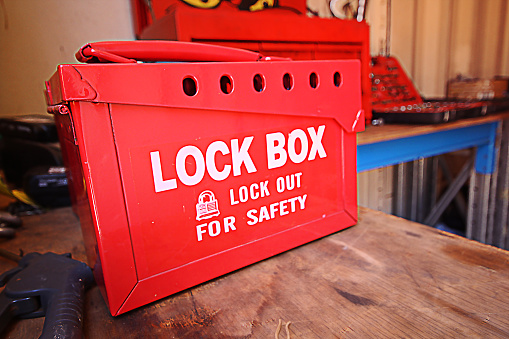 A lock box used for large scale industrial isolation work activities.
