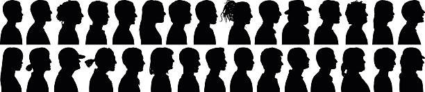 высоко детализированные головы - profile avatar men human face stock illustrations